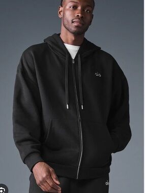 ALO Yoga Men's Black Full-Zip Hoodie